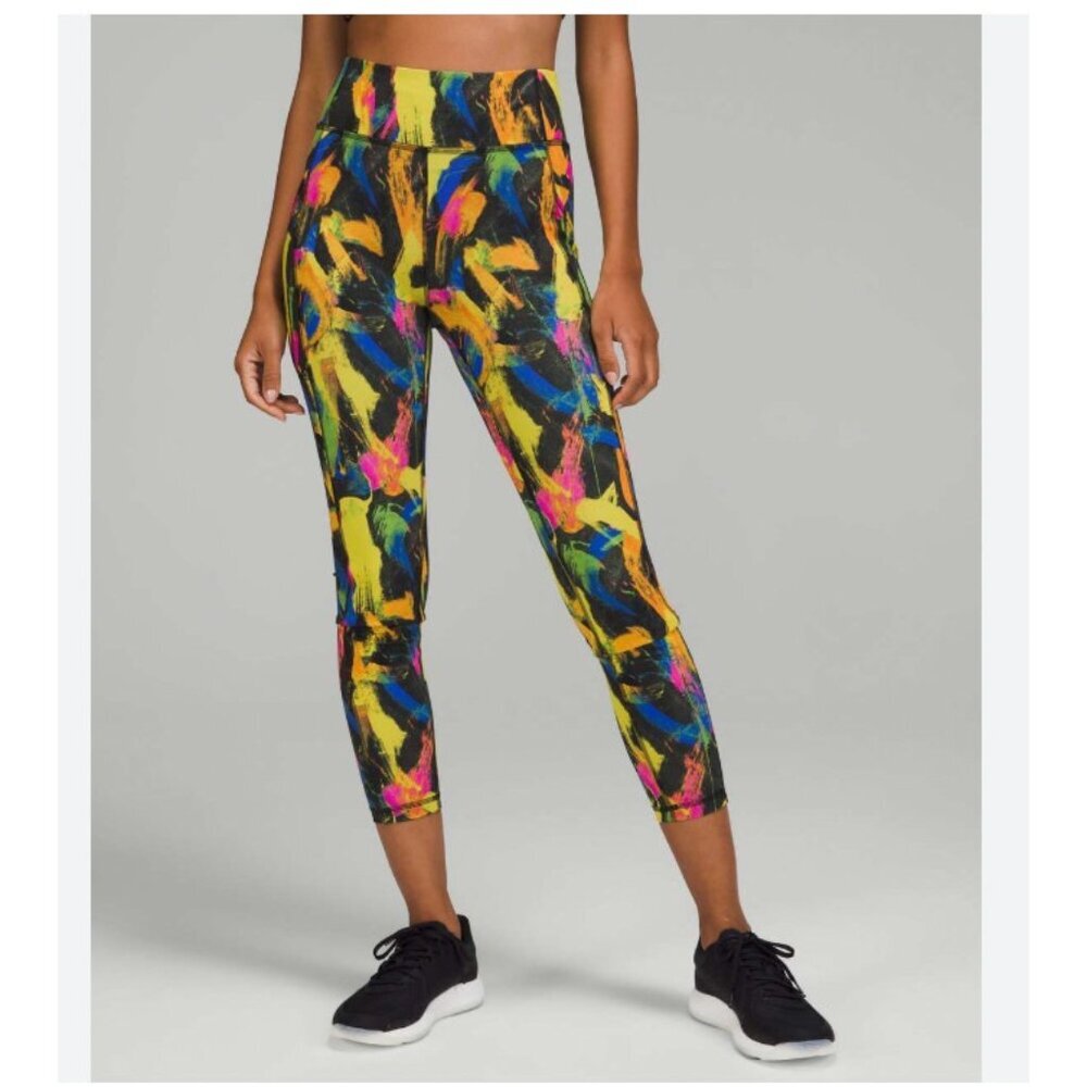 Lululemon Capri Leggings Womens 4 Multicolor Abstract Tie Dye Yoga Gym Running